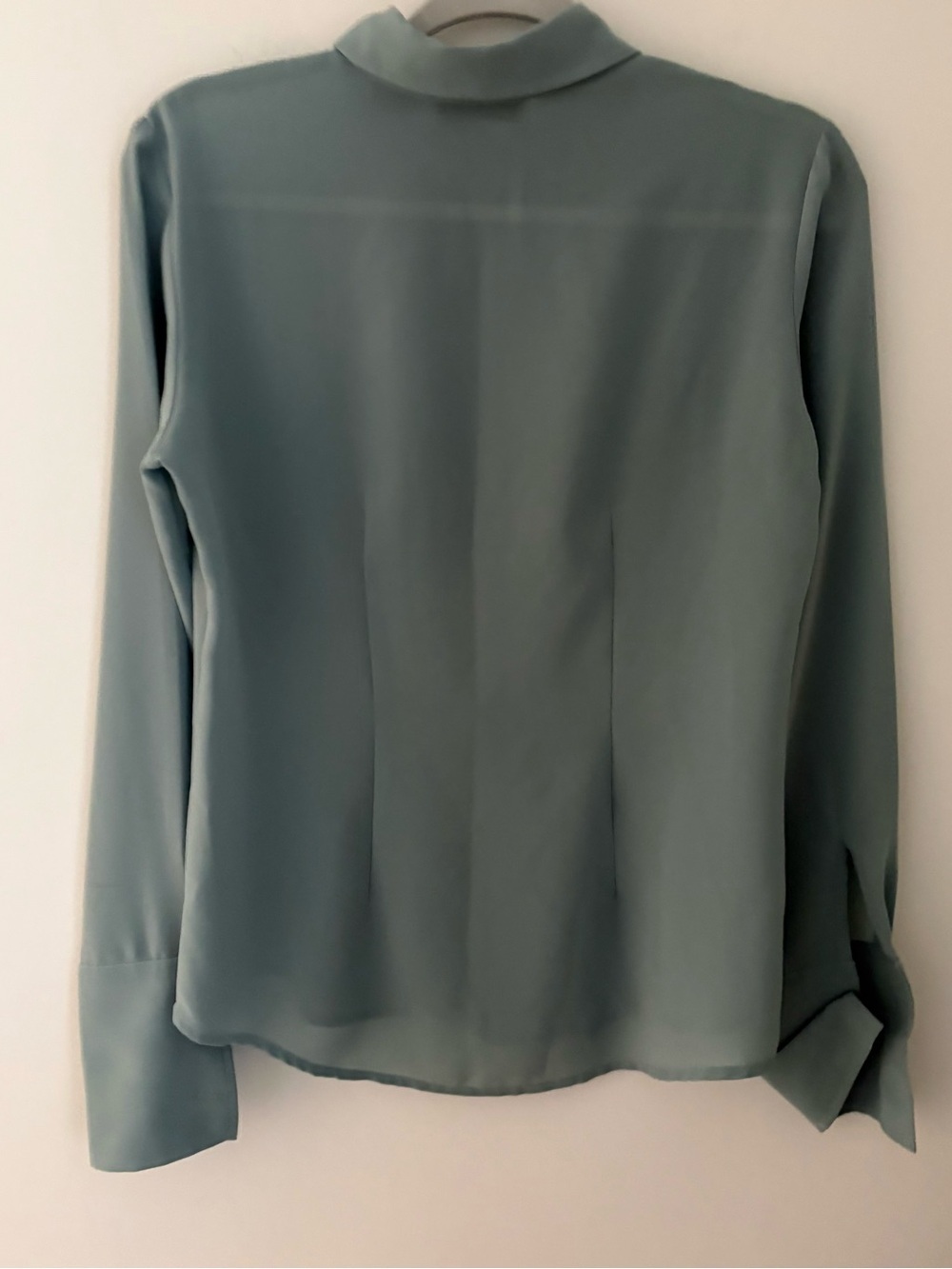 New York Co woman button down spread collar long sleeve moss green shirt cuffs - Picture 2 of 7
